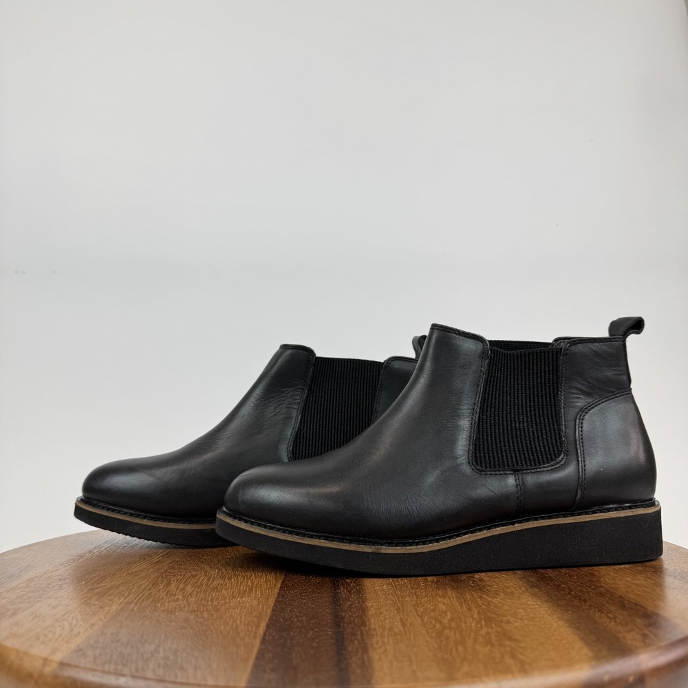 Womens Softwalk Wildwood Black Leather Comfort Chelsea Wedge Boots Size 9.5 M View 2